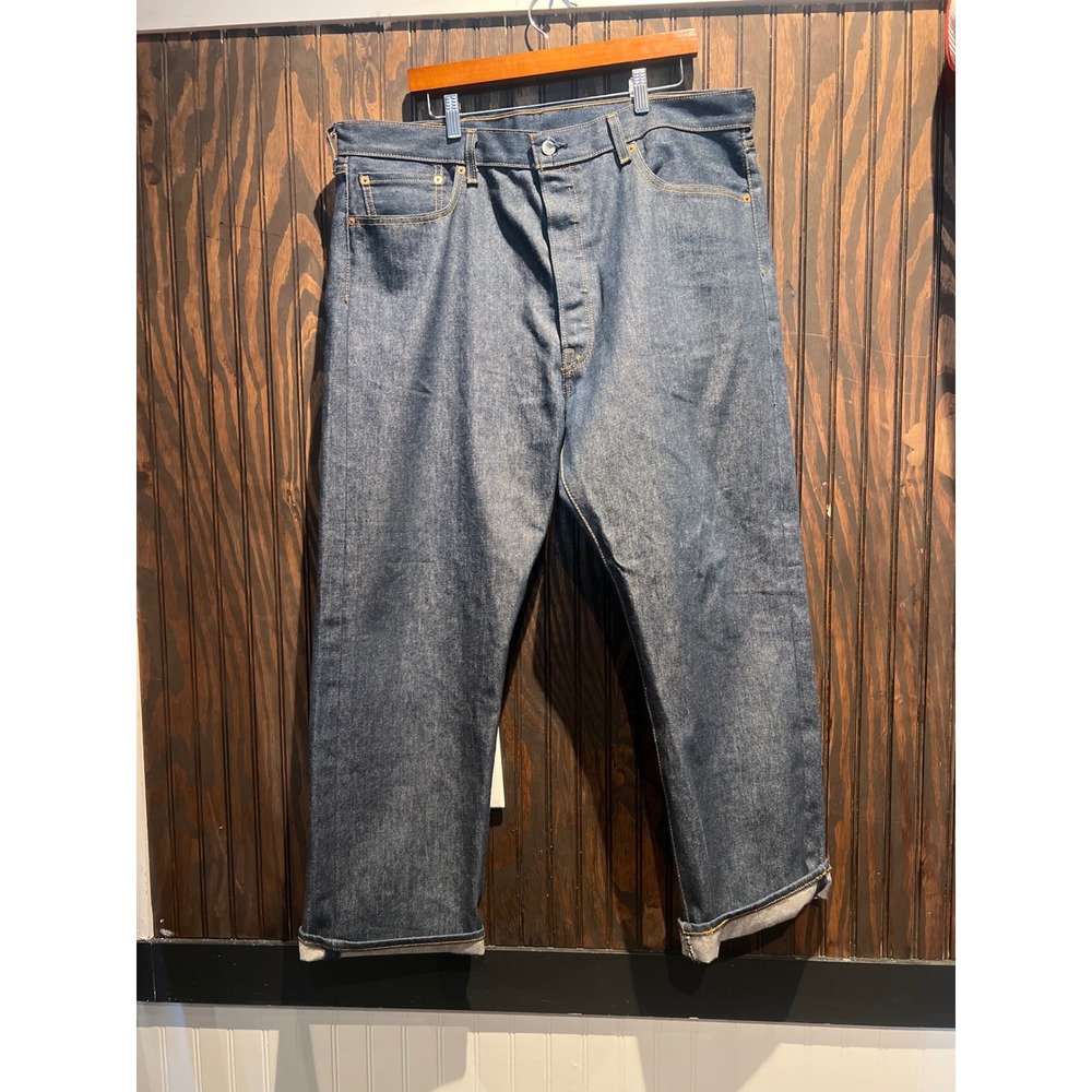 Levis 501 Original Fit Mens Jeans Dark Wash Indigo Button Fly Straight Leg Denim